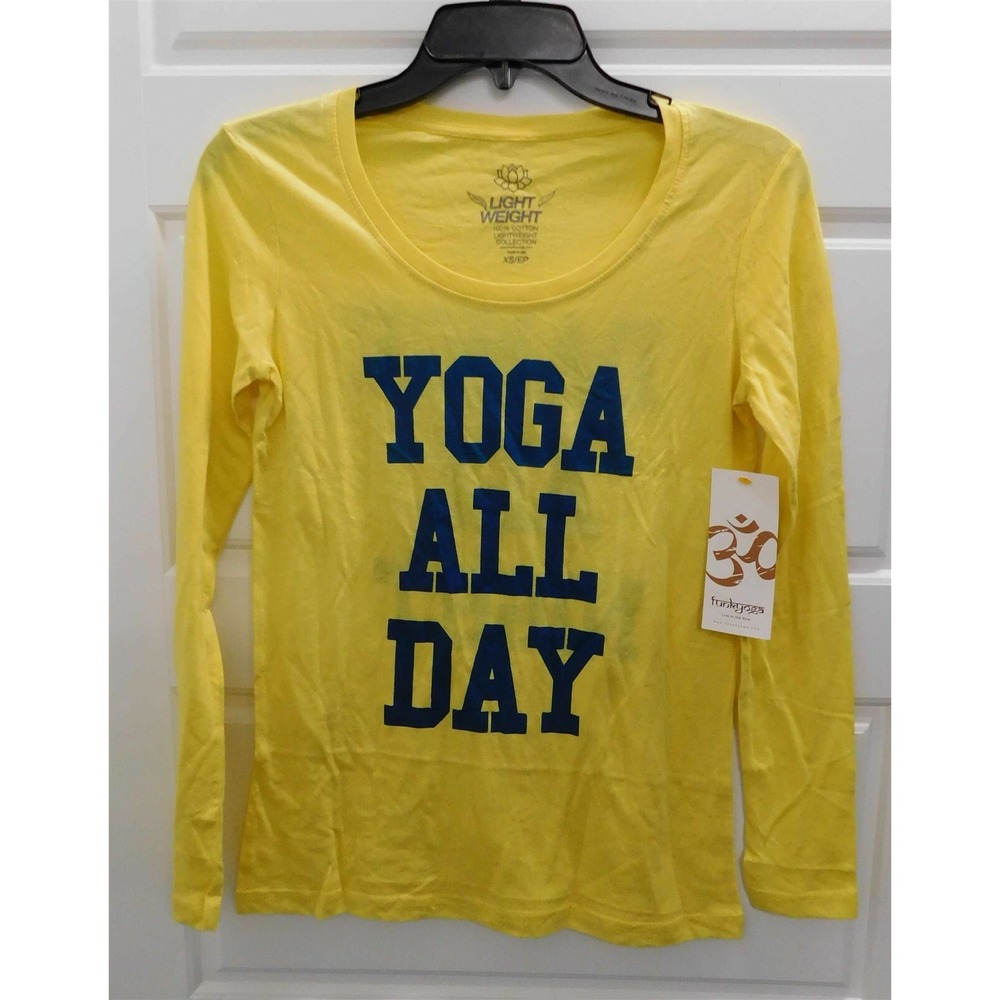 New Funkyoda Yellow Long Sleeve 100% Cotton T-shirt sz XS